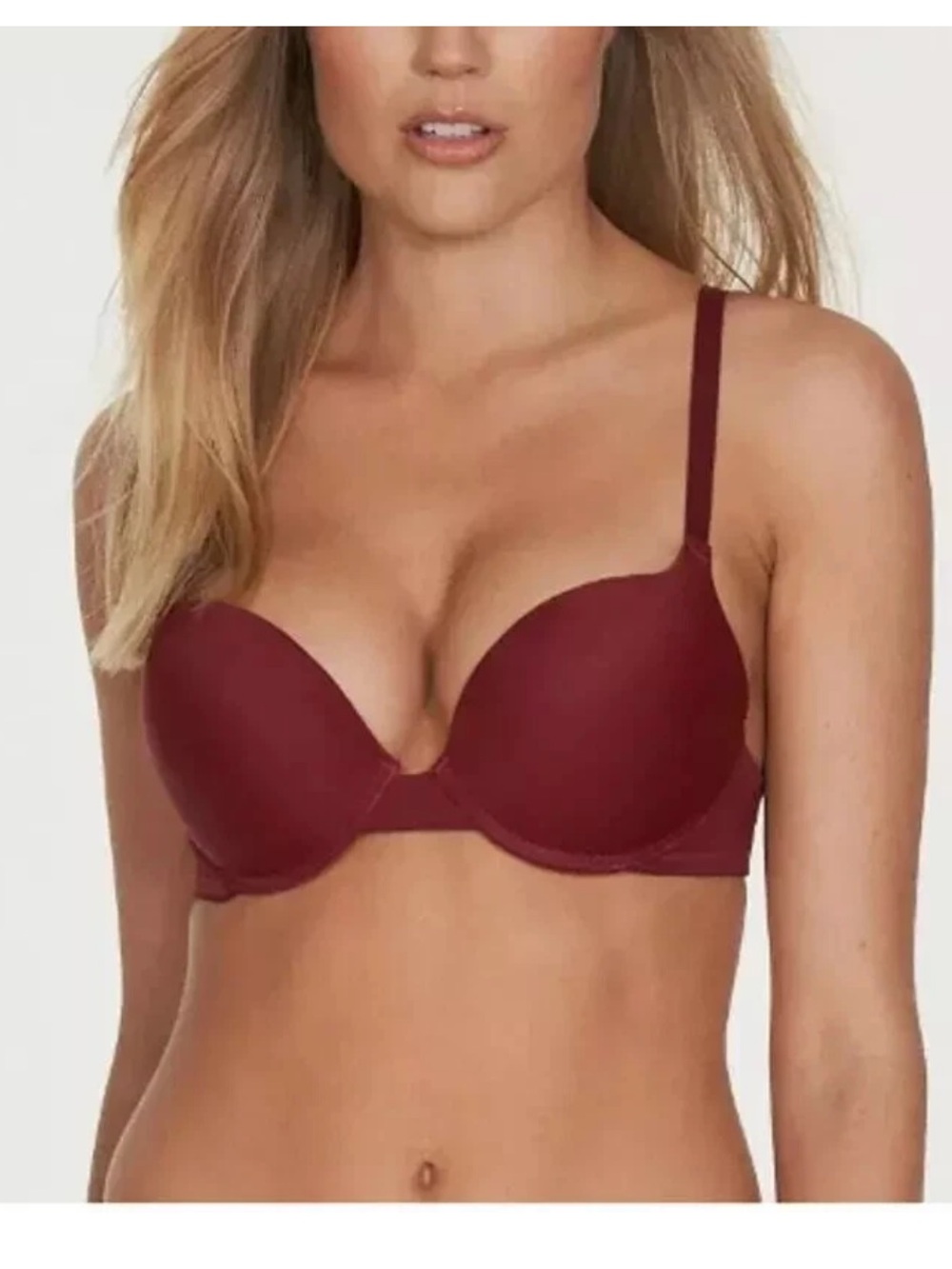 NWT Fredericks of Hollywood Crystal Push-Up Bra in Maroon, Size 32C